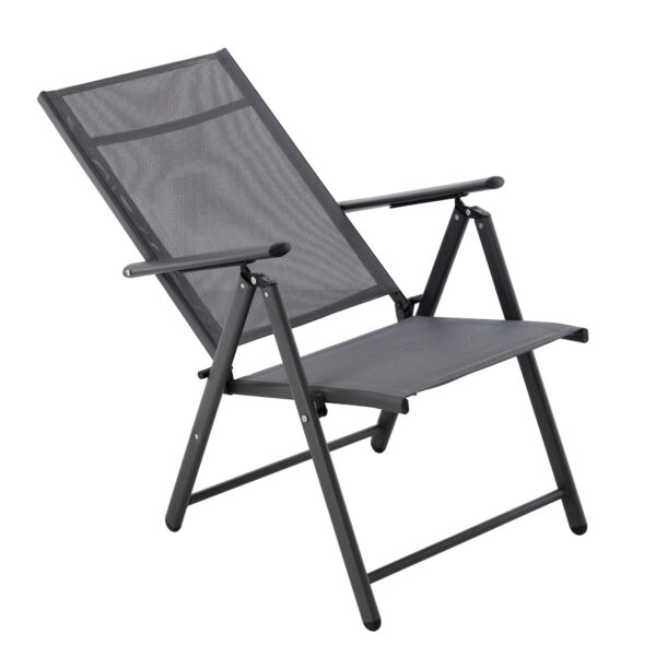 Scaun metalic de gradina, pliant, cu spatar reglabil, din aluminiu, 65x55x104cm, gri - Image 3