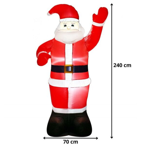 Mikulás figura, felfújható, LED világítással, automata felfújással, 240cm - Image 2