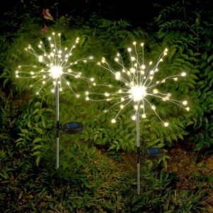Lampa solara cu efect artificii, IP65, 150 LED-uri, 90cm, alb cald
