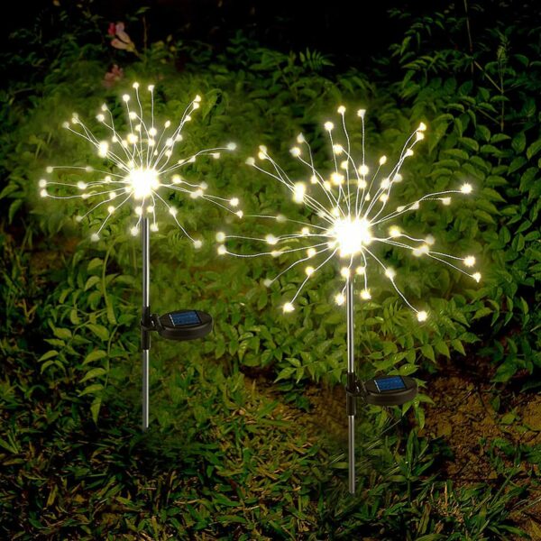 Lampa solara cu efect artificii, IP65, 150 LED-uri, 90cm, alb cald
