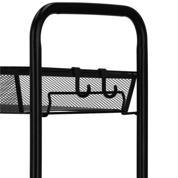 Kocsi típusú mobil fém polc a konyhába, 4 polccal és 4 akasztóval, fekete, 44x26x85cm - Image 20