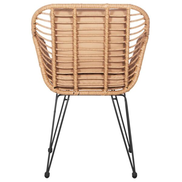 Terasz bútor garnitúra, rattan, asztal biztonsági üveglappal, 2 fotel párnákkal, barna - Image 20