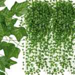 Díszítésnek szánt 6 db műborostyánfüzér készlet, 6x208cm, kis levelek, zöld