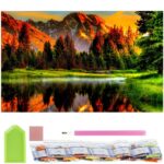 Set de broderie cu diamante 5D, 30x40cm, model Lac de munte