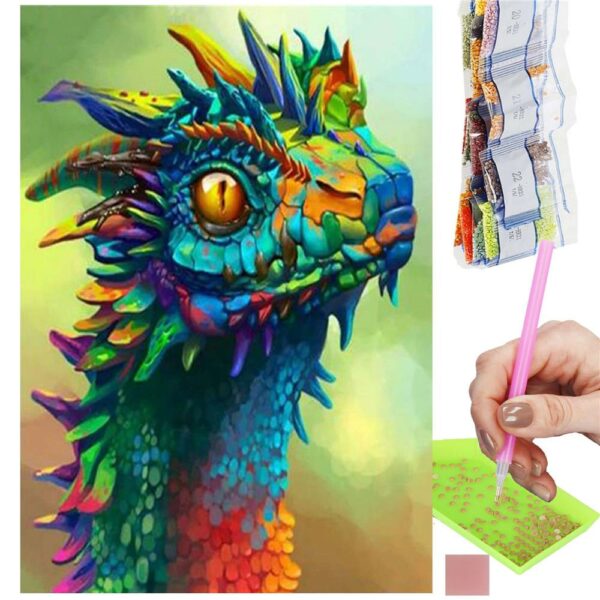 5D keresztszemes hímzőkészlet, 30x40cm, Dragon Head modell - Image 22