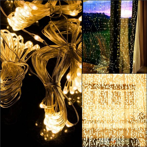 Fényfüggöny 300 LED, 3x3m, beltérre, távirányítóval, meleg fehér (sárga) - Image 22