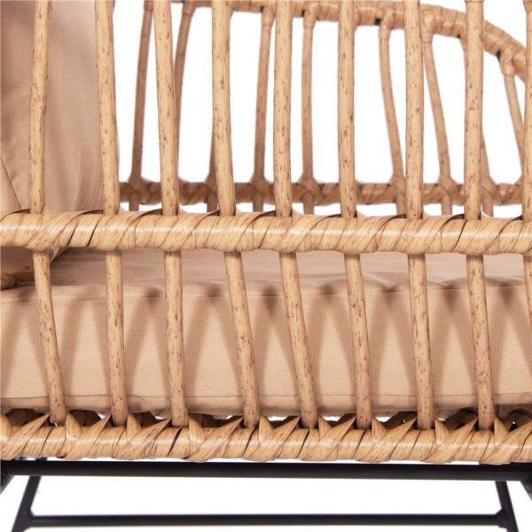 Terasz bútor garnitúra, rattan, asztal biztonsági üveglappal, 2 fotel párnákkal, barna - Image 22