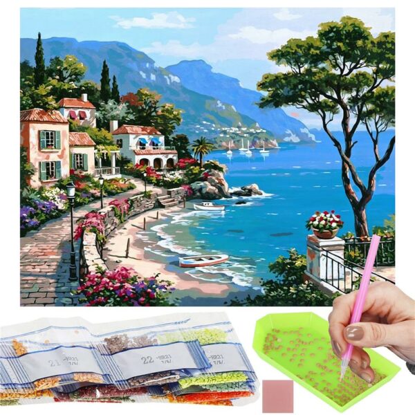 Set de broderie cu diamante 5D, 30x40cm, model Lac Como - Image 21