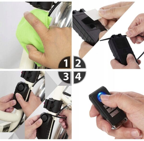 Lopásgátló kerékpárra és motorra, vibrációs szenzor, vízálló, távirányítóval, 113 db - Image 19
