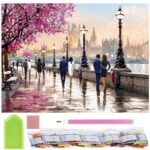 5D keresztszemes hímzőkészlet, 30x40cm, Gyalogos a folyó mellett modell