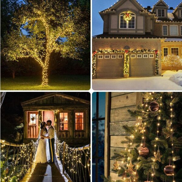 Ghirlanda luminoasa cu incarcare solara, 200 LED-uri, 22 metri, 8 functii, alb cald - Image 19