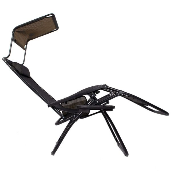 Sezlong pliabil cu parasolar si suport pahare, 77x110x175cm, maro - Image 29