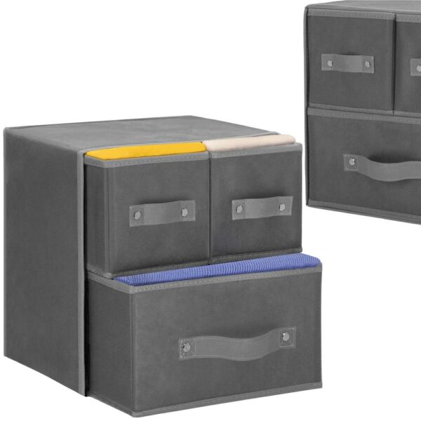 Organizator dulap tip lada cu 3 sertare, 31x31x22cm, gri - Image 4