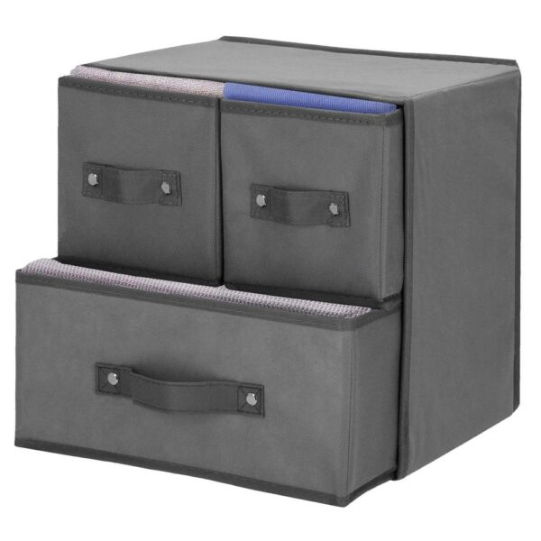 Organizator dulap tip lada cu 3 sertare, 31x31x22cm, gri inchis - Image 3