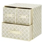 Organizator dulap tip lada cu 3 sertare, 31x31x22cm, cu model, bej