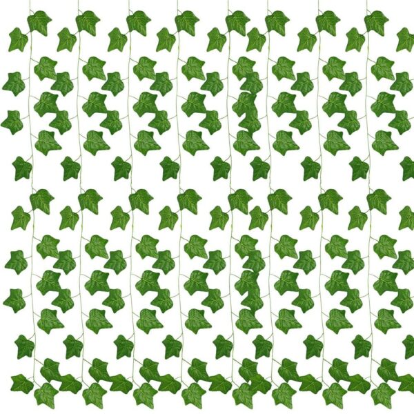 Díszítésnek szánt 6 db műborostyánfüzér készlet, 6x208cm, kis levelek, zöld - Image 4