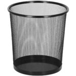 Cos de gunoi pentru birou, metalic din plasa, 27cm, negru