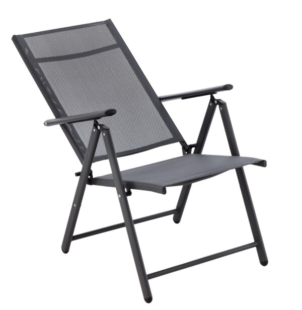 Scaun metalic de gradina, pliant, cu spatar reglabil, din aluminiu, 65x55x104cm, gri - Image 4