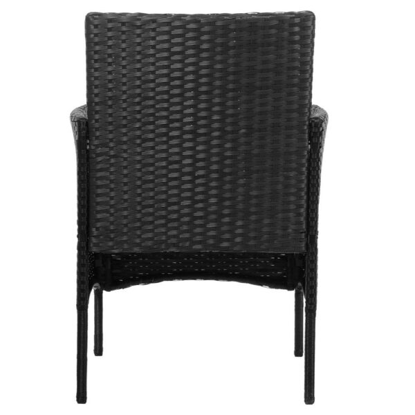 Terasz bútor készlet, technorattan, asztal biztonsági üveglappal, 2 fotel párnákkal, fekete - Image 31