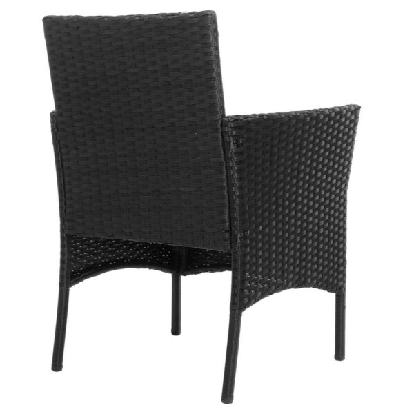 Terasz bútor készlet, technorattan, asztal biztonsági üveglappal, 2 fotel párnákkal, fekete - Image 32