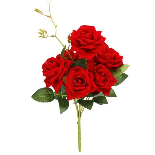 Mű poliészter virágcsokor, 6 rózsa, 55cm, piros - Image 4