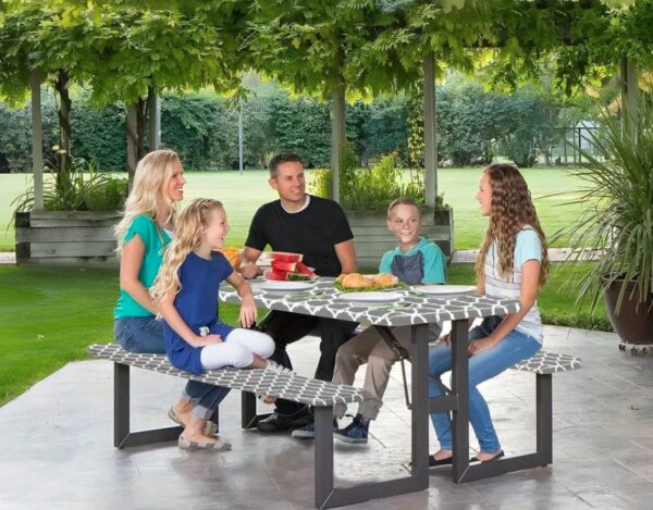 Husa pentru set mobilier gradina, 1 masa si 2 banci, impermeabila, 76x183cm, gri - Image 5
