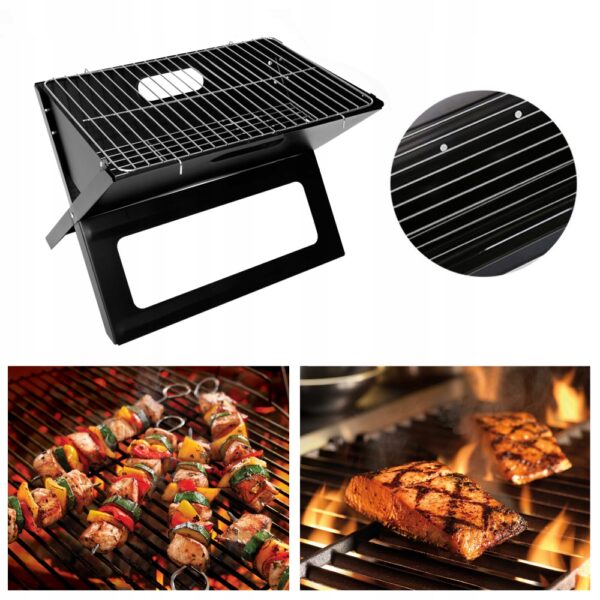 Összecsukható asztali grill, acél krómozott tálcával, 46x31x29cm, fekete - Image 5