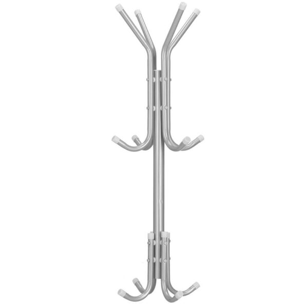 Ruhaakasztó, fa típusú, 12 akasztóval, 173 cm, szürke - Image 5
