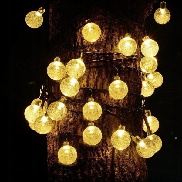 Fényfüzér, LED, Buborék modell, 50 izzó, 935 cm, napelemes töltés, meleg fehér fény - Image 3