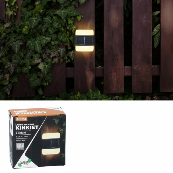 2 db napelemes LED fali lámpa készlet, IP44 kültéri használatra, 12 órás autonómia, 9x9x2,3 cm, fekete - Image 4