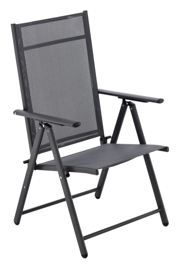 Scaun metalic de gradina, pliant, cu spatar reglabil, din aluminiu, 65x55x104cm, gri - Image 5