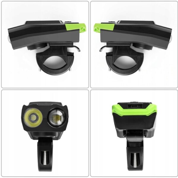 Kerékpár fényszóró 3 az 1-ben, 2x LED 5 Watt, kürt, sebességmérő, távolság, 4000mAh akkumulátor, USB, vízálló - Image 5