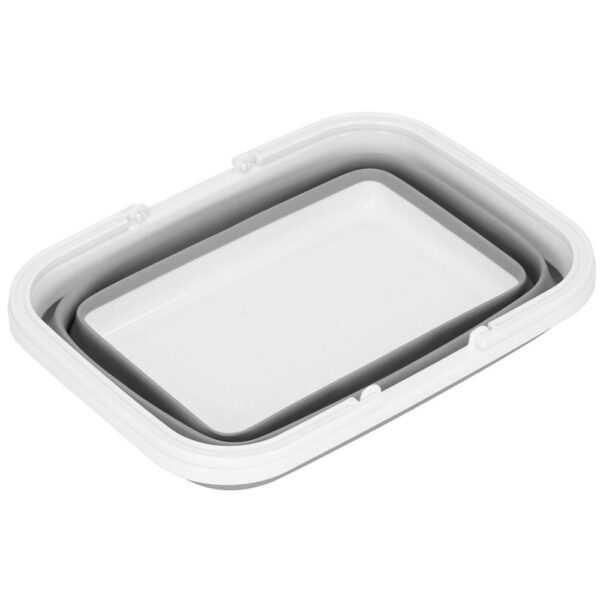 Lighean pliabil, dreptunghiular, cu toarta, din plastic si silicon, 44x32x19cm, 15litri, gri - Image 5