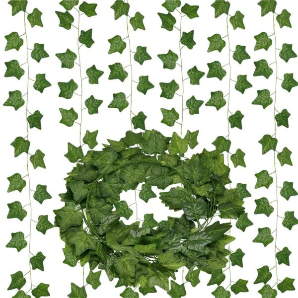 Díszítésnek szánt 6 db műborostyánfüzér készlet, 6x208cm, kis levelek, zöld - Image 6