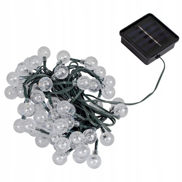 Fényfüzér, LED, 100 kis izzó, 10 m, napelemes töltés, meleg fehér fény - Image 4