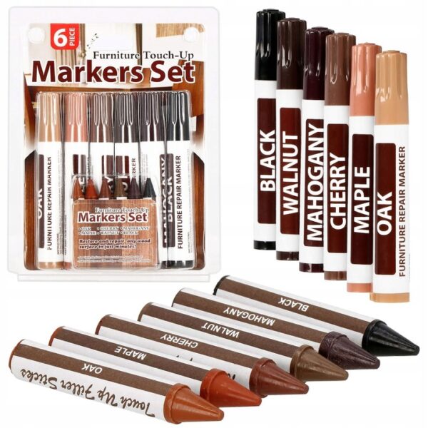 Set 12 markere si creioane de ceara pentru reparatii mobila, multicolor - Image 6