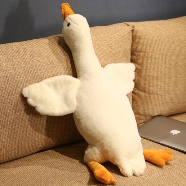 Goose plüss játék, párna típusú, mosható, hipoallergén töltelék, gyerekeknek és felnőtteknek, 130 cm, fehér-narancssárga - Image 5