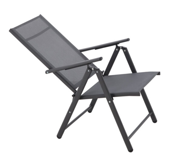 Scaun metalic de gradina, pliant, cu spatar reglabil, din aluminiu, 65x55x104cm, gri - Image 6