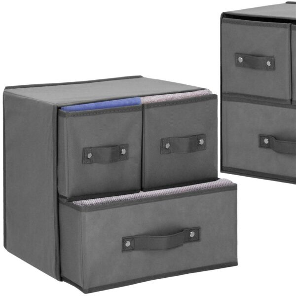 Organizator dulap tip lada cu 3 sertare, 31x31x22cm, gri inchis - Image 5