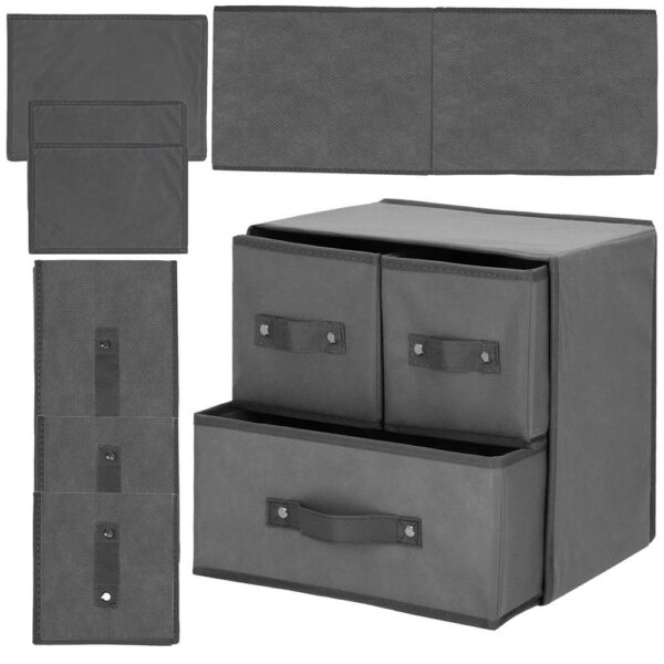 Organizator dulap tip lada cu 3 sertare, 31x31x22cm, gri inchis - Image 6