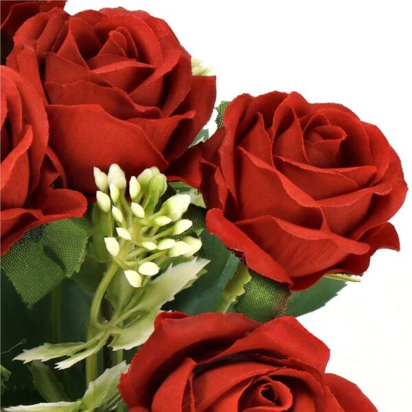 Buchet de flori artificiale din poliester, 10 fire trandafiri, 30cm, rosu - Image 6