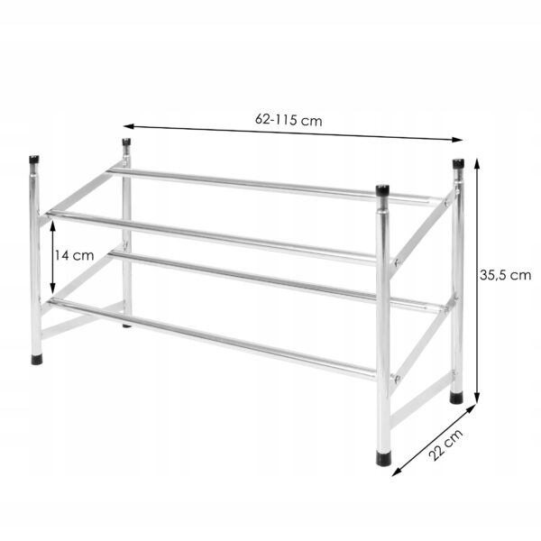 Kihúzható cipős szekrény 2 polccal, 62-115cm, króm - Image 6