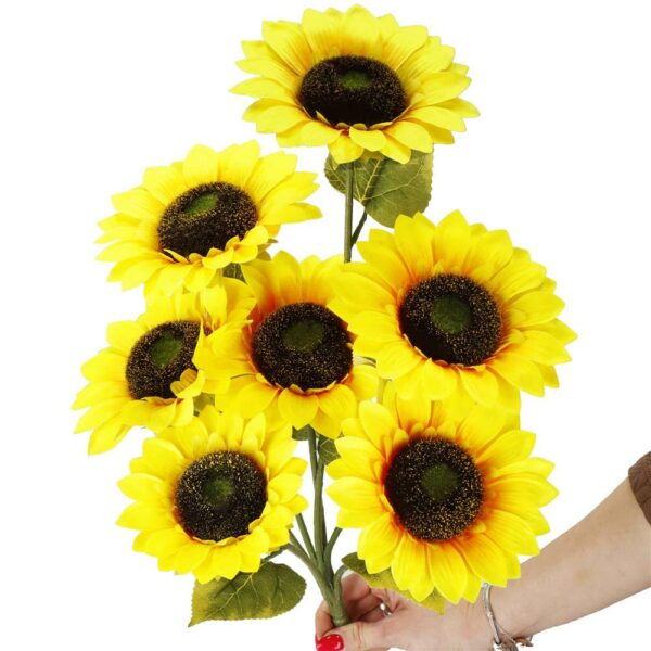 Mű poliészter virágcsokor, 2 szál napraforgó, 57cm - Image 6
