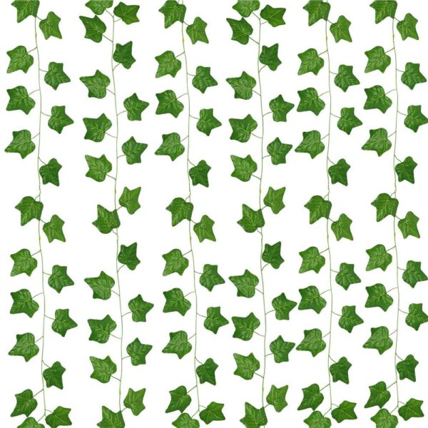 Díszítésnek szánt 6 db műborostyánfüzér készlet, 6x208cm, kis levelek, zöld - Image 7