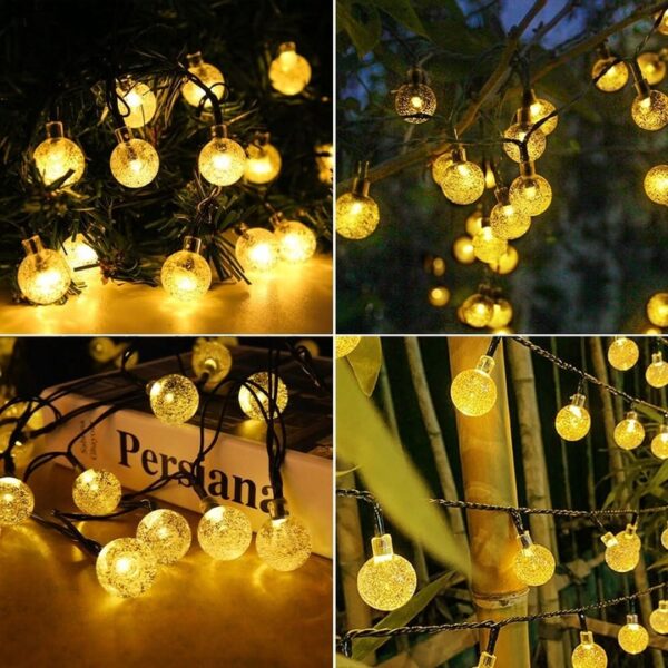 Fényfüzér, LED, 100 kis izzó, 10 m, napelemes töltés, meleg fehér fény - Image 5