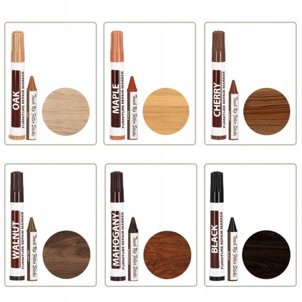 Set 12 markere si creioane de ceara pentru reparatii mobila, multicolor - Image 7