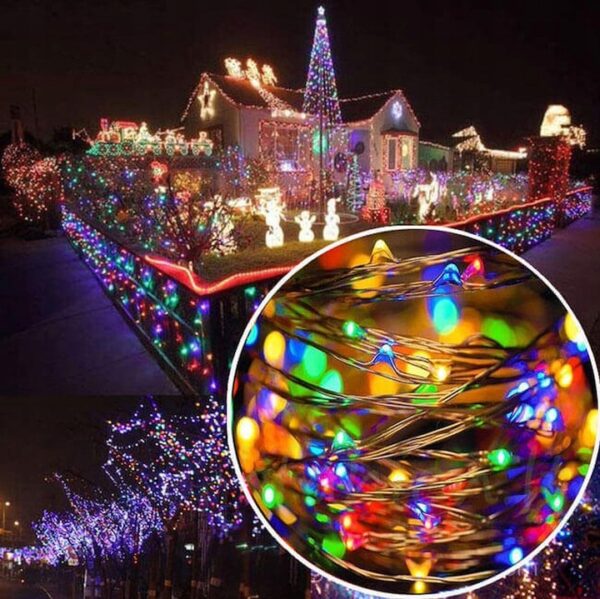 Fényfüzér napelemes töltéssel, 200 LED, 22 méter, 8 funkciós, sokszínű - Image 6