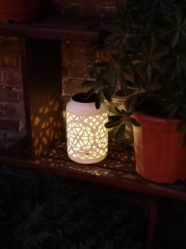 Dekoratív napelemes lámpa, LED, kültéri használatra, 12x12x18,5cm, fehér - Image 6