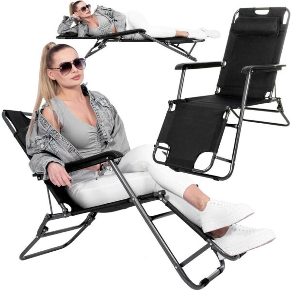 Relax Zero Gravity összecsukható nyugágy, 80x60x153cm, fekete - Image 6