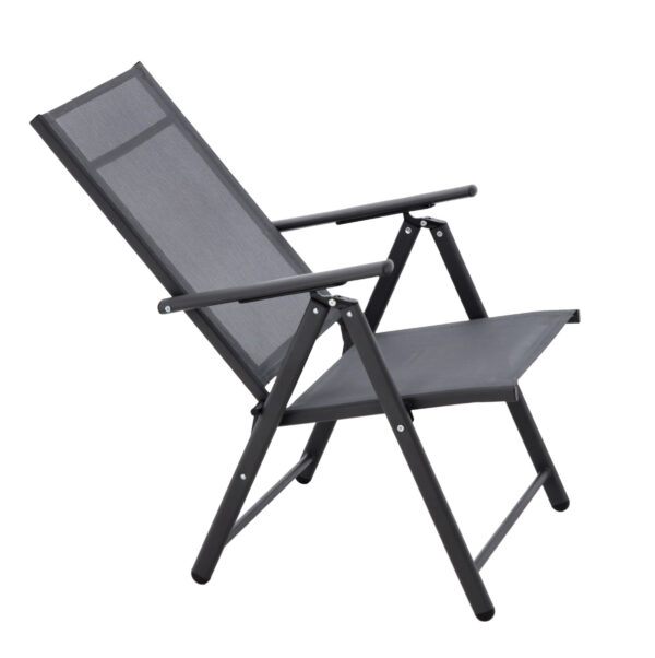 Scaun metalic de gradina, pliant, cu spatar reglabil, din aluminiu, 65x55x104cm, gri - Image 7